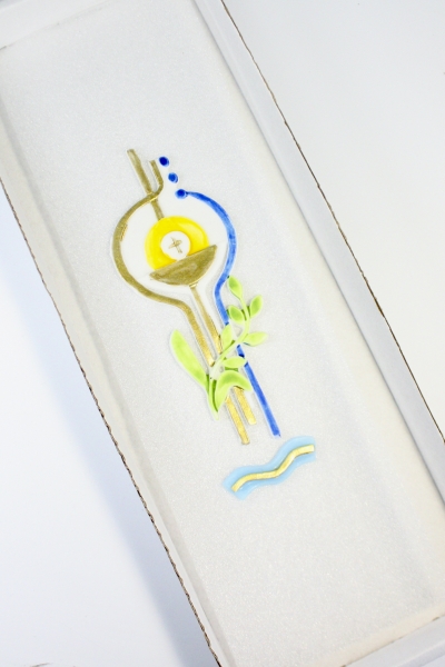 Kommunion | Bastelset | Nr.148 | Kommunionkerze selber machen | Kreuz mit Kelch blau